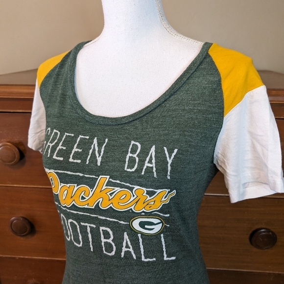 GREEN BAY PACKERS Football Short Sleeve Heathered Green NFL shirt - Picture 2 of 14
